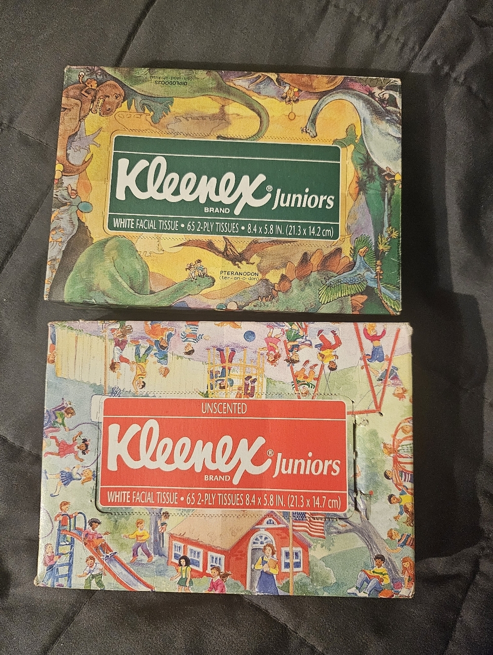 Vintage Kleenex Juniors‎ Tissues Schoolhouse, dinosaurs 1995